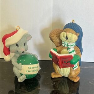 Festive Animal Holiday Ornaments - Red, Green, Blue